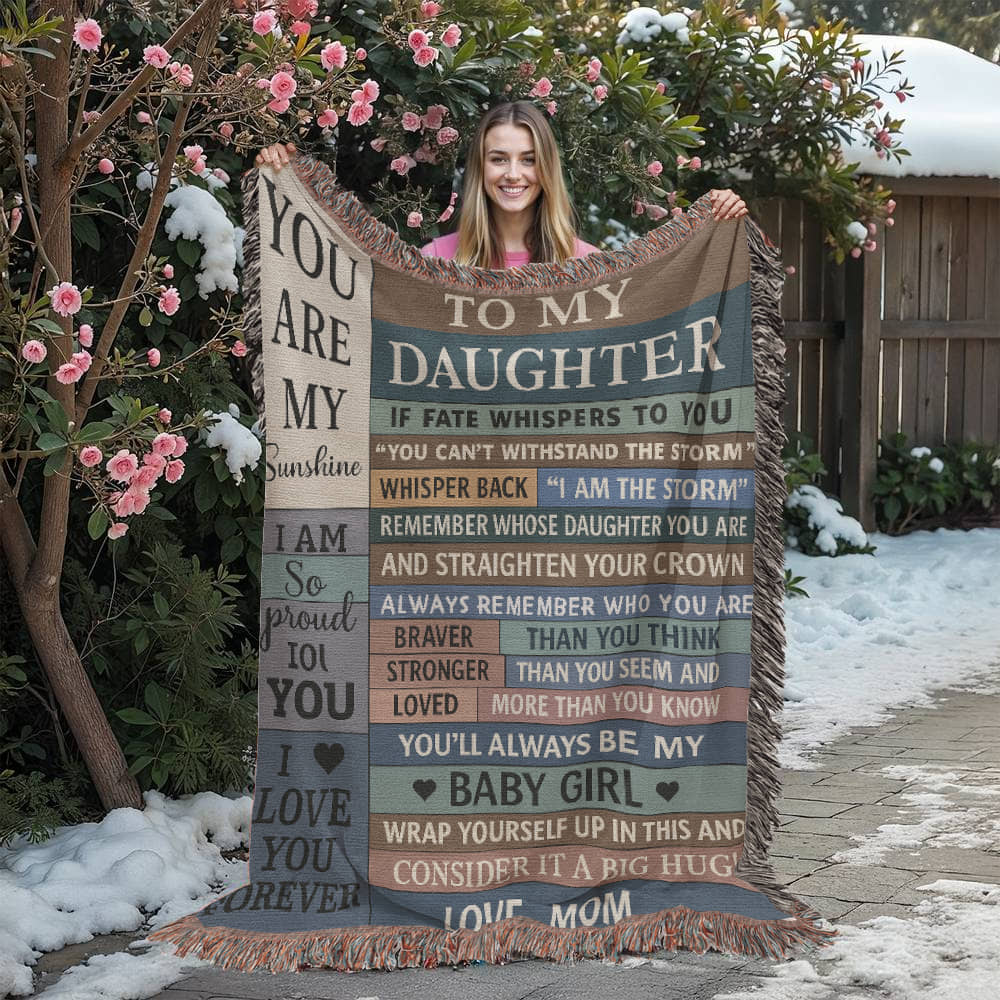 To  My Daughter Love Mom Woven Blanket