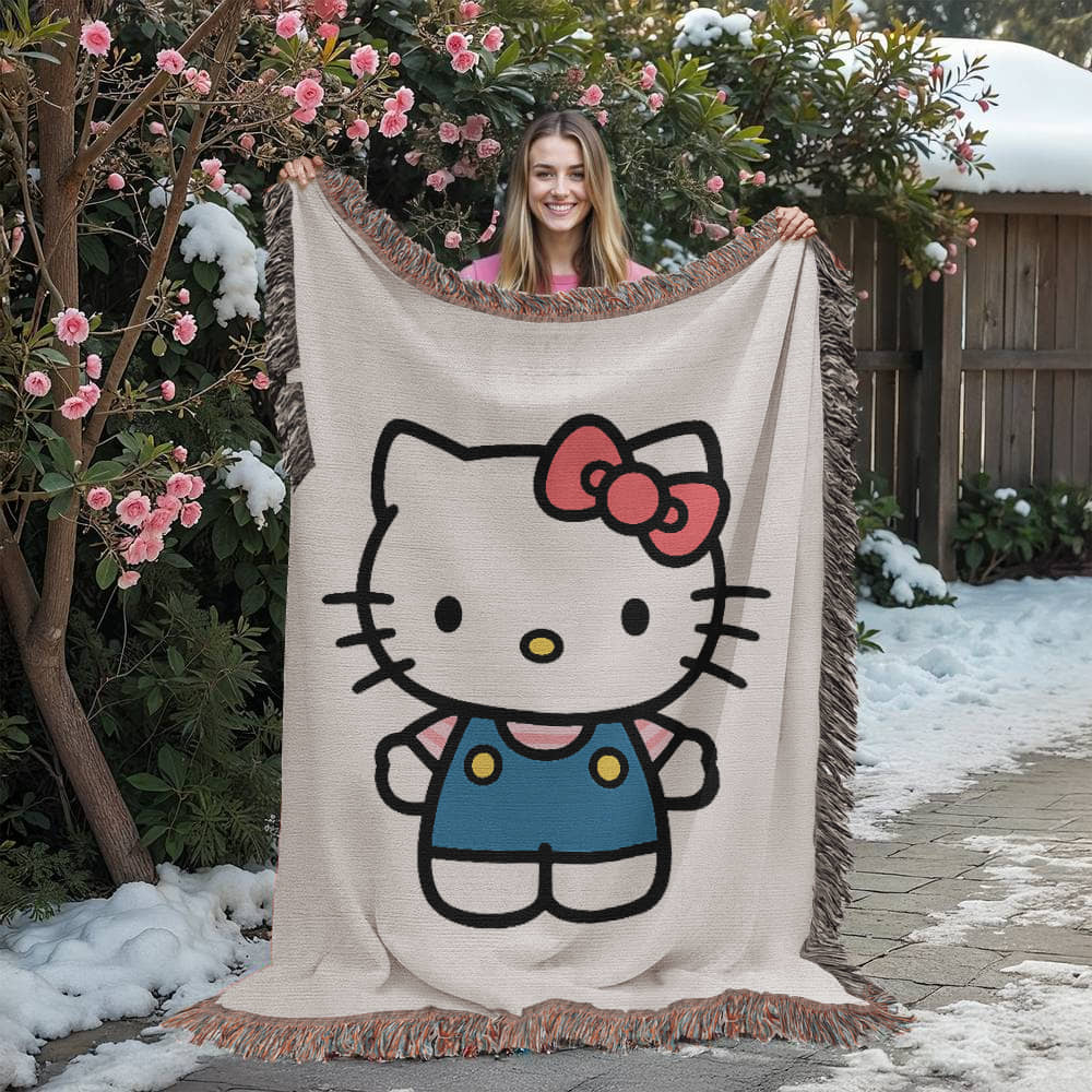 Cute Kitty Woven Blanket