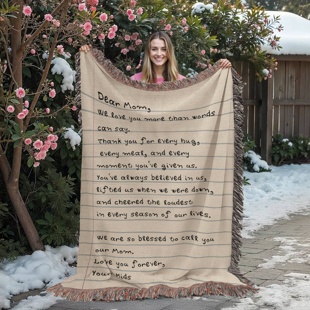 Dear Mom Letter Woven Blanket