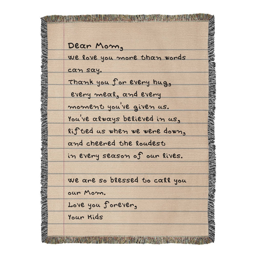 Dear Mom Letter Woven Blanket
