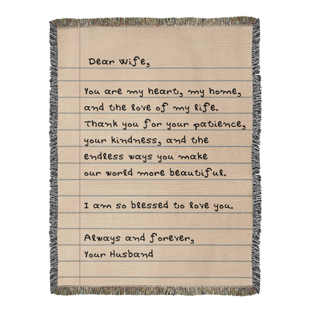 Dear Wife Letter Woven Blanket