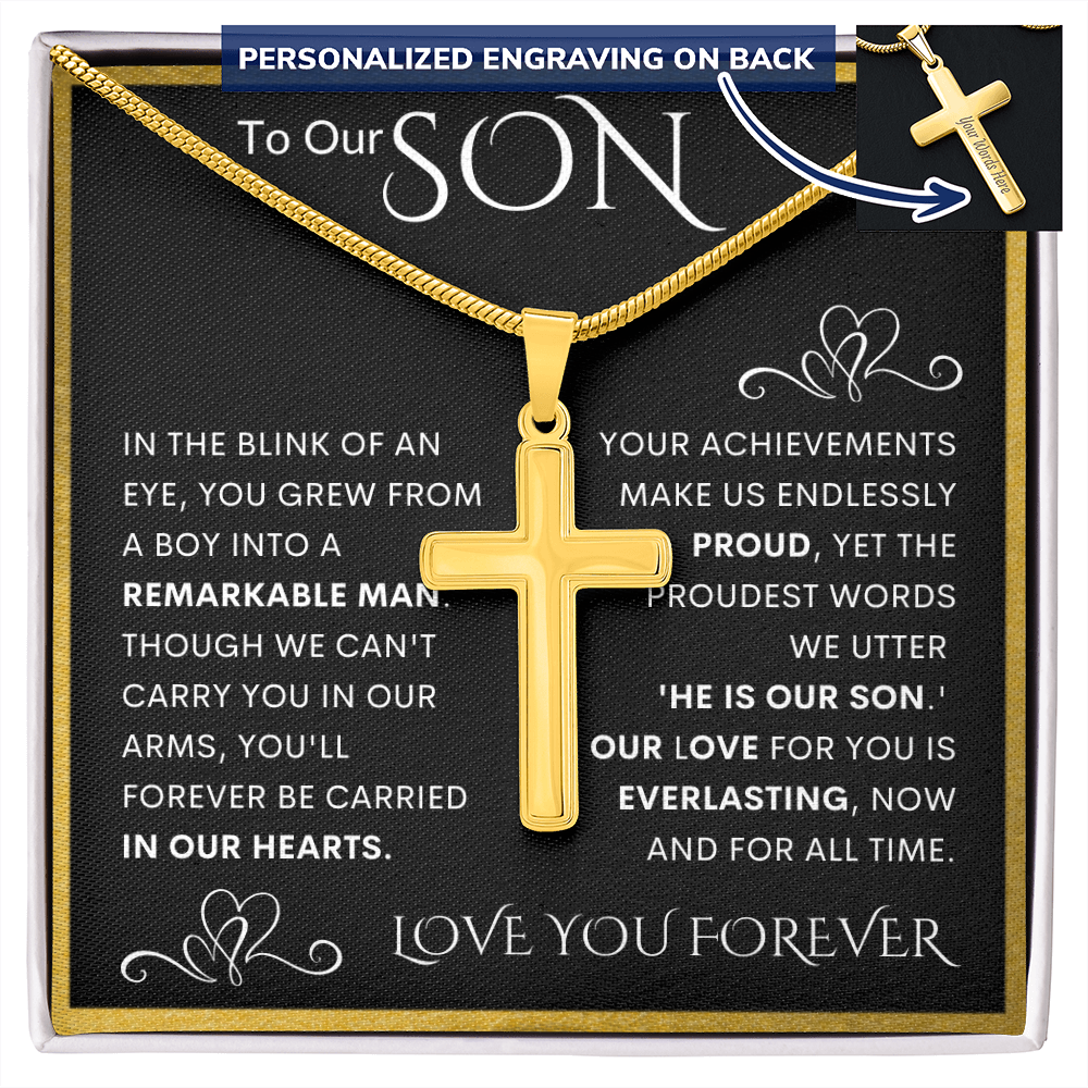 Gift for Son Personalized Cross Necklace | He Is Our Son
