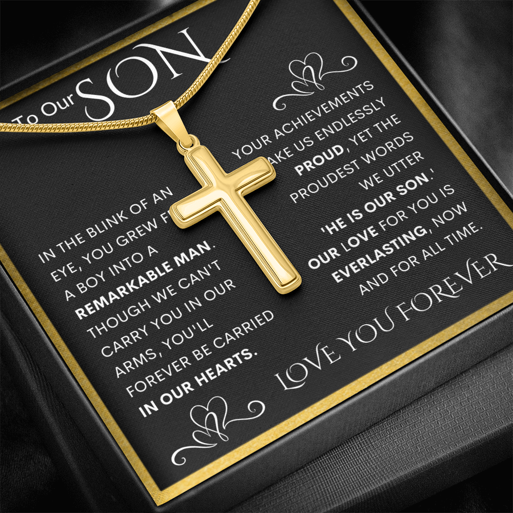 Gift for Son Personalized Cross Necklace | He Is Our Son