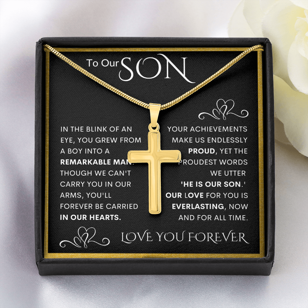 Gift for Son Personalized Cross Necklace | He Is Our Son