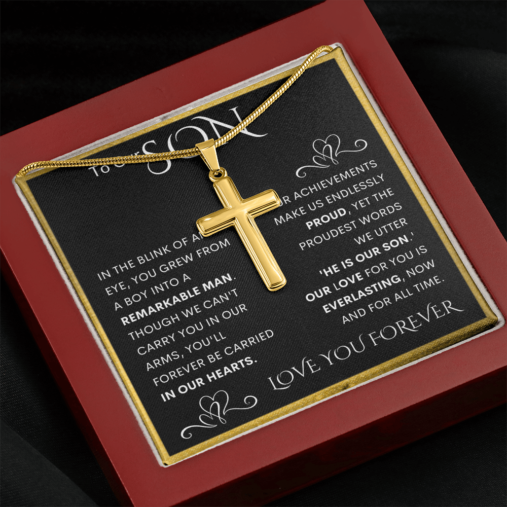 Gift for Son Personalized Cross Necklace | He Is Our Son