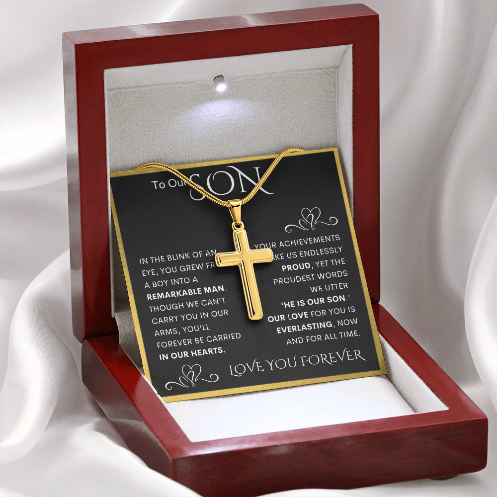 Gift for Son Personalized Cross Necklace | He Is Our Son
