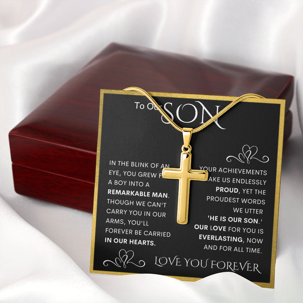 Gift for Son Personalized Cross Necklace | He Is Our Son