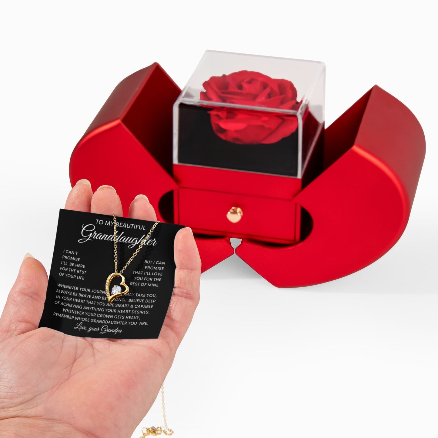 To My Granddaughter Forever Love Necklace and Heart Box gift set