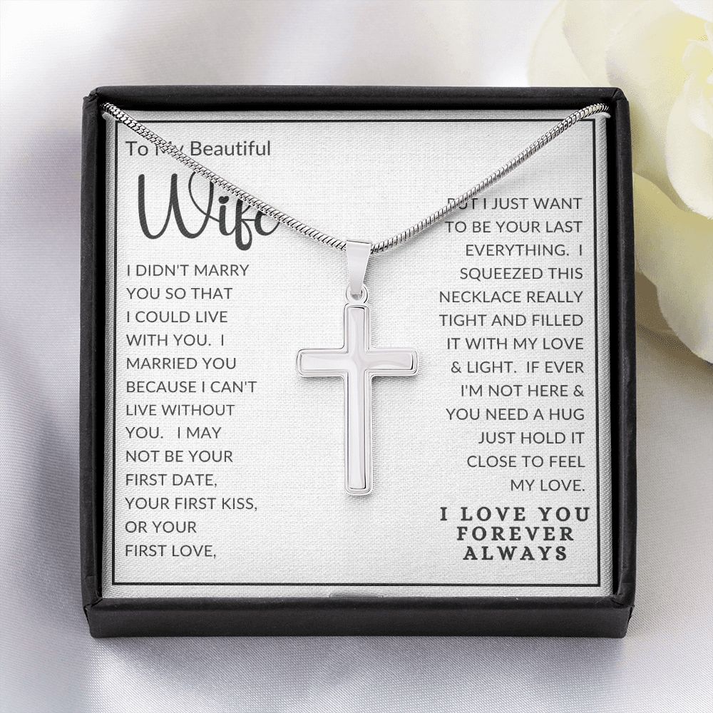 To My Beautiful Wife | Stainless Steel Cross Necklace