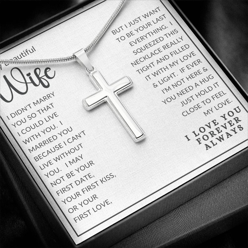 To My Beautiful Wife | Stainless Steel Cross Necklace