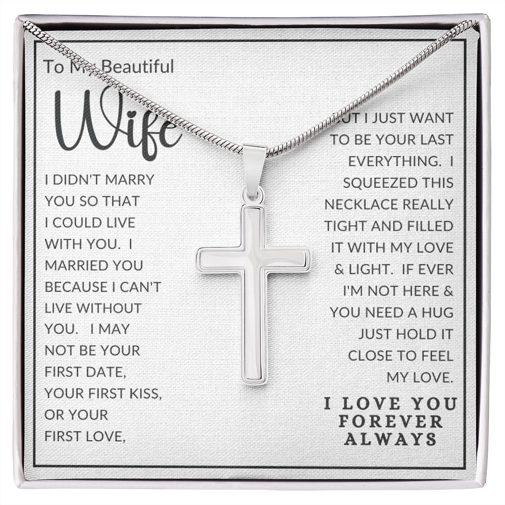 To My Beautiful Wife | Stainless Steel Cross Necklace
