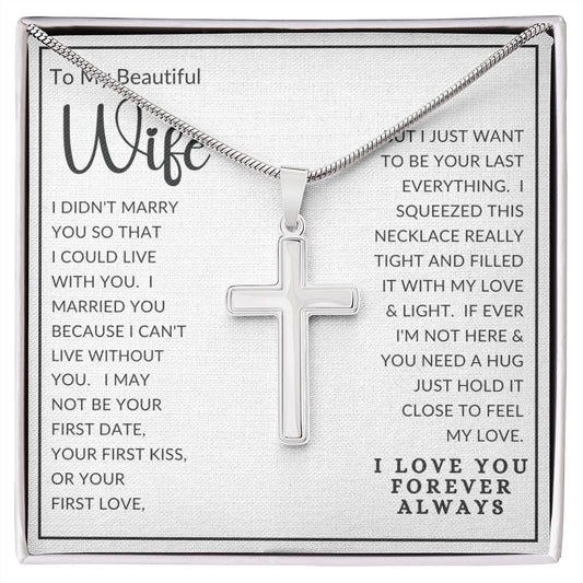 To My Beautiful Wife | Stainless Steel Cross Necklace