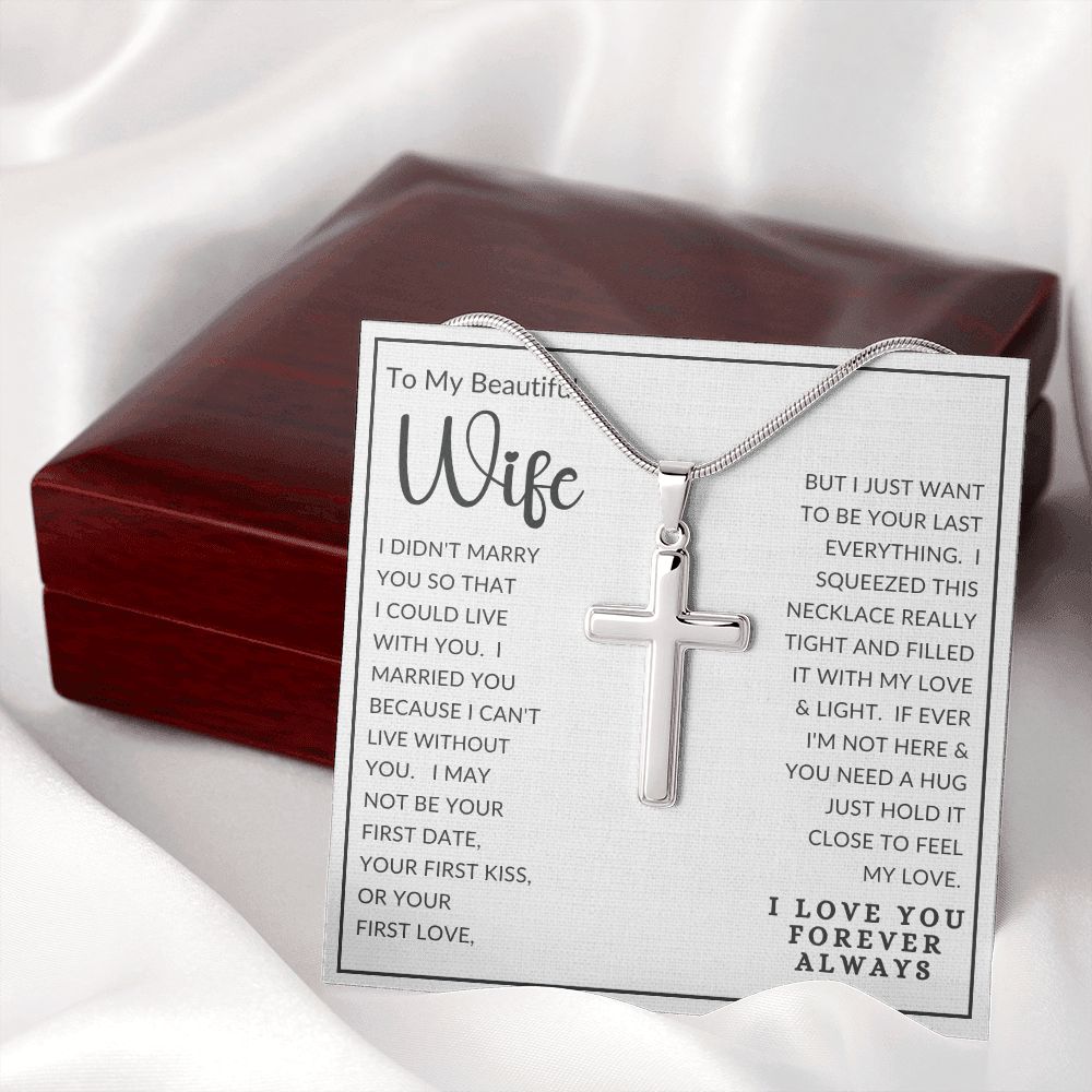 To My Beautiful Wife | Stainless Steel Cross Necklace