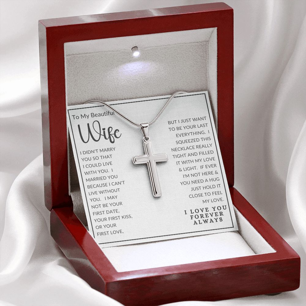 To My Beautiful Wife | Stainless Steel Cross Necklace