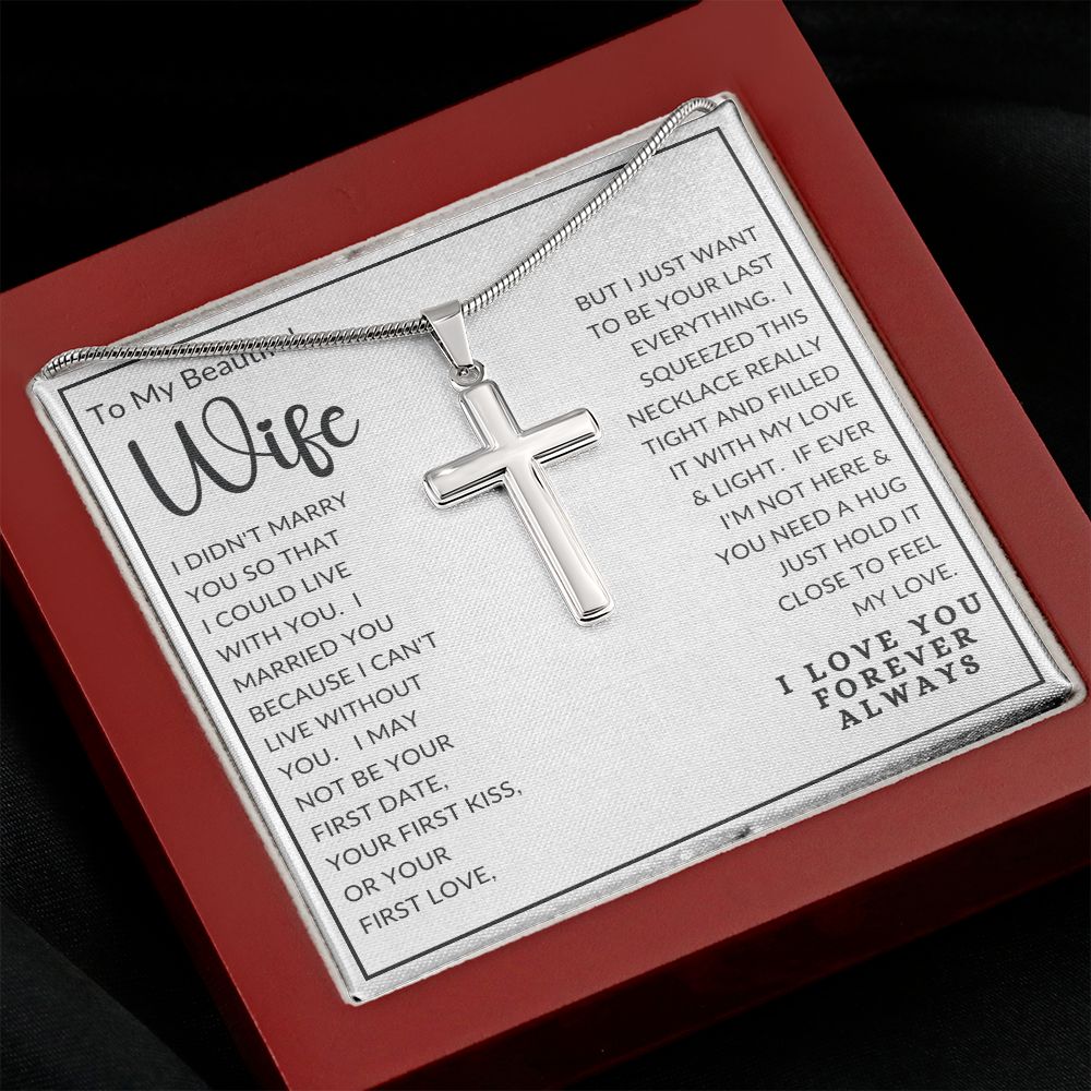 To My Beautiful Wife | Stainless Steel Cross Necklace