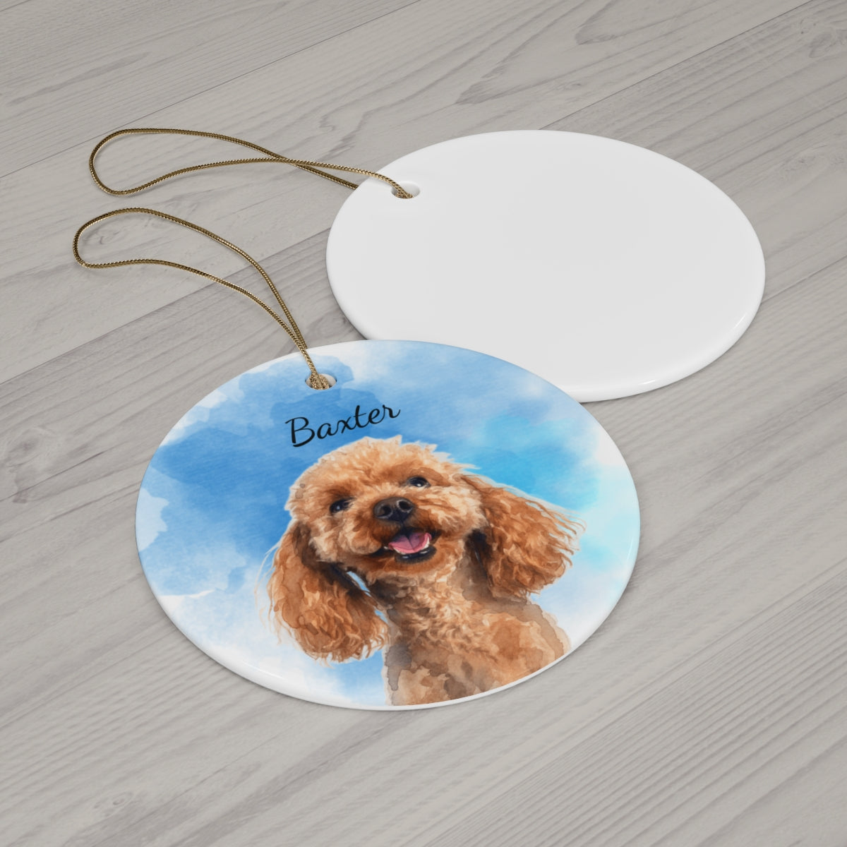 Custom Pet Photo Christmas Ornament - Round Ceramic