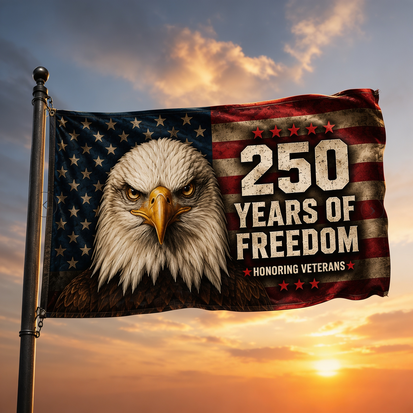 250 Years of Freedom Eagle Veteran Flag