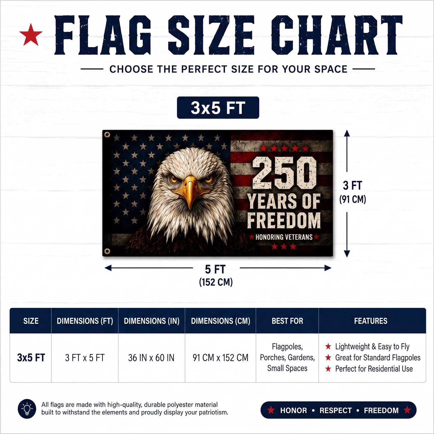 250 Years of Freedom Eagle Veteran Flag