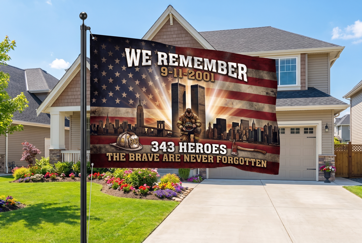 343 Heroes 9/11 Firefighter Memorial Flag