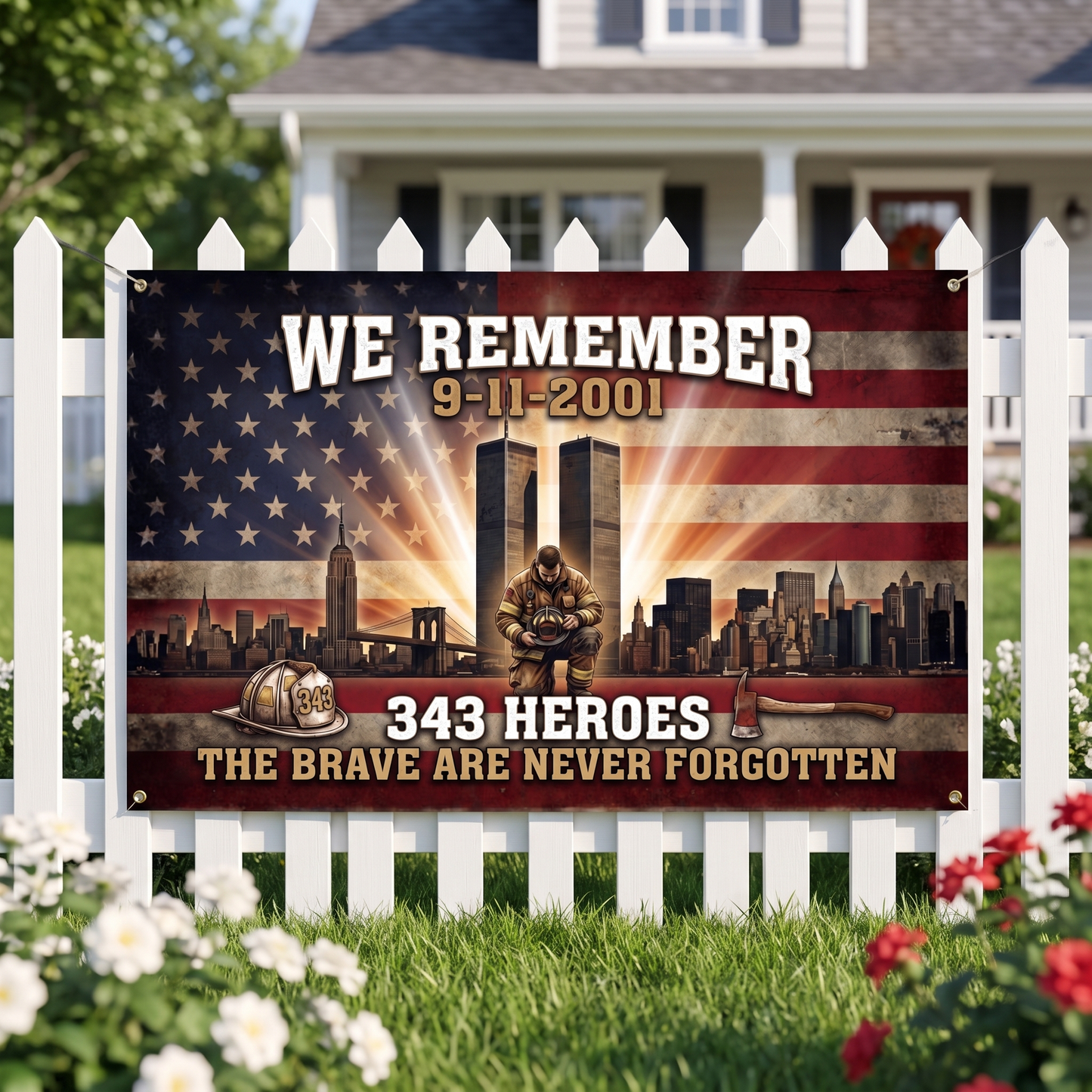 343 Heroes 9/11 Firefighter Memorial Flag