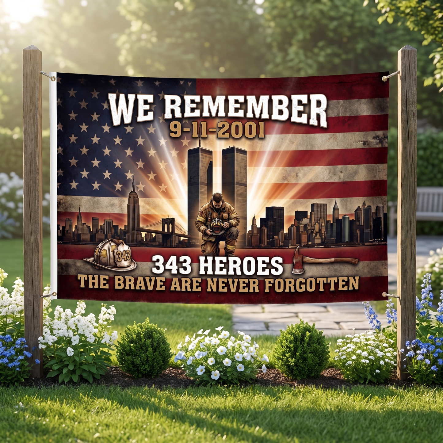 343 Heroes 9/11 Firefighter Memorial Flag
