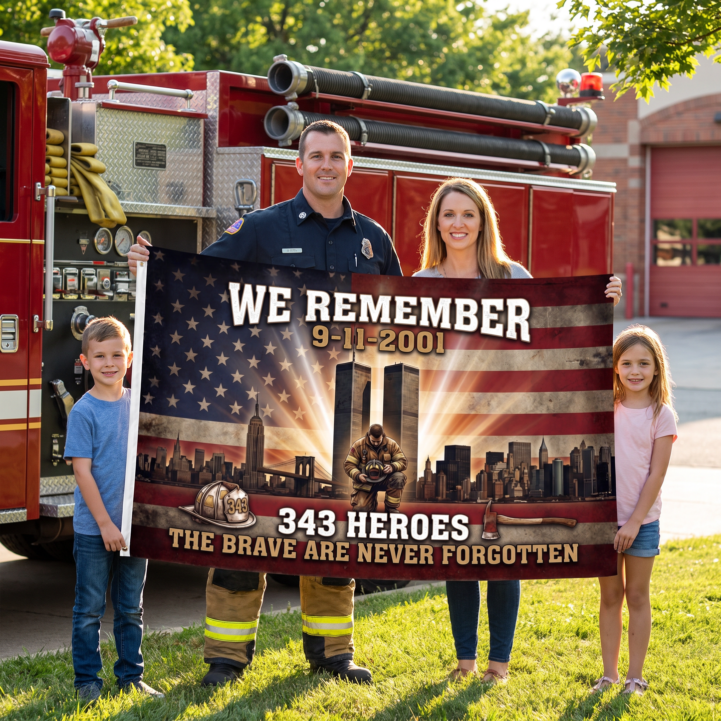 343 Heroes 9/11 Firefighter Memorial Flag
