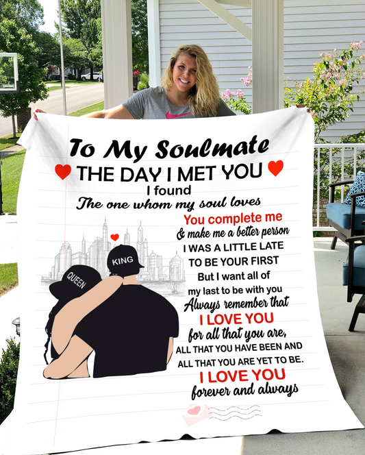 TO MY SOULMATE Cozy Plush Fleece Blanket - 50x60 Gift for soulmate, Anniversary gift, Girlfriend gift, Gift for wife, Birthday gift