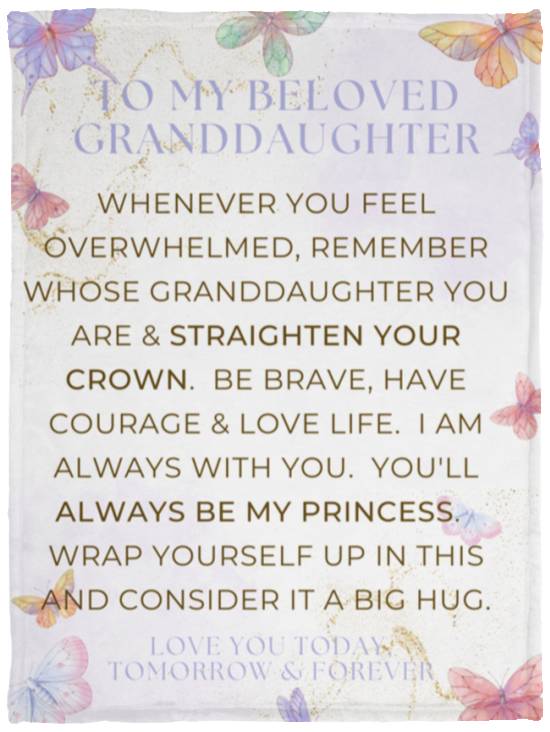 To My Beloved Granddaughter | Butterflies Cozy Plush Fleece Blanket - 30x40 | Granddaughter gift To my granddaughter Birthday gift Gift from grandma For granddaughter Granddaughter gifts