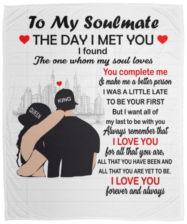 TO MY SOULMATE Cozy Plush Fleece Blanket - 50x60 Gift for soulmate, Anniversary gift, Girlfriend gift, Gift for wife, Birthday gift