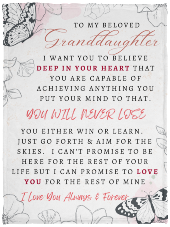 To My Beloved Granddaughter | Cozy Plush Fleece Blanket - 30x40 | Granddaughter gift To my granddaughter Birthday gift Gift from grandma For granddaughter Granddaughter gifts