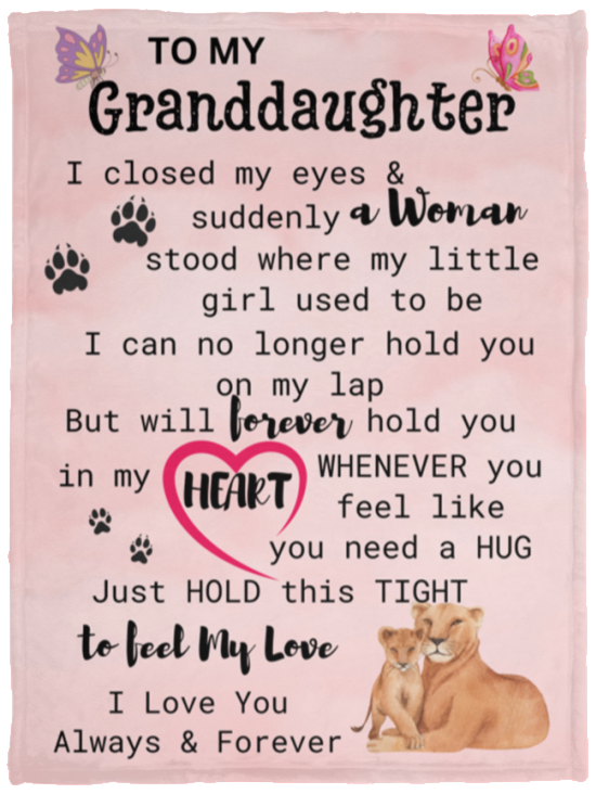 To My Granddaughter | Lion Cozy Plush Fleece Blanket - 30x40 | Granddaughter gift, Birthday gift, Gift from Grandma, Gift from Grandpa