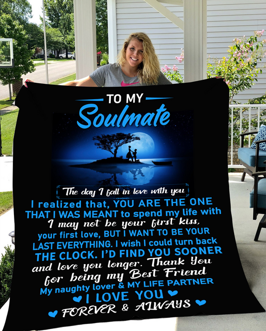 TO MY SOULMATE Cozy Plush Fleece Blanket - 50x60