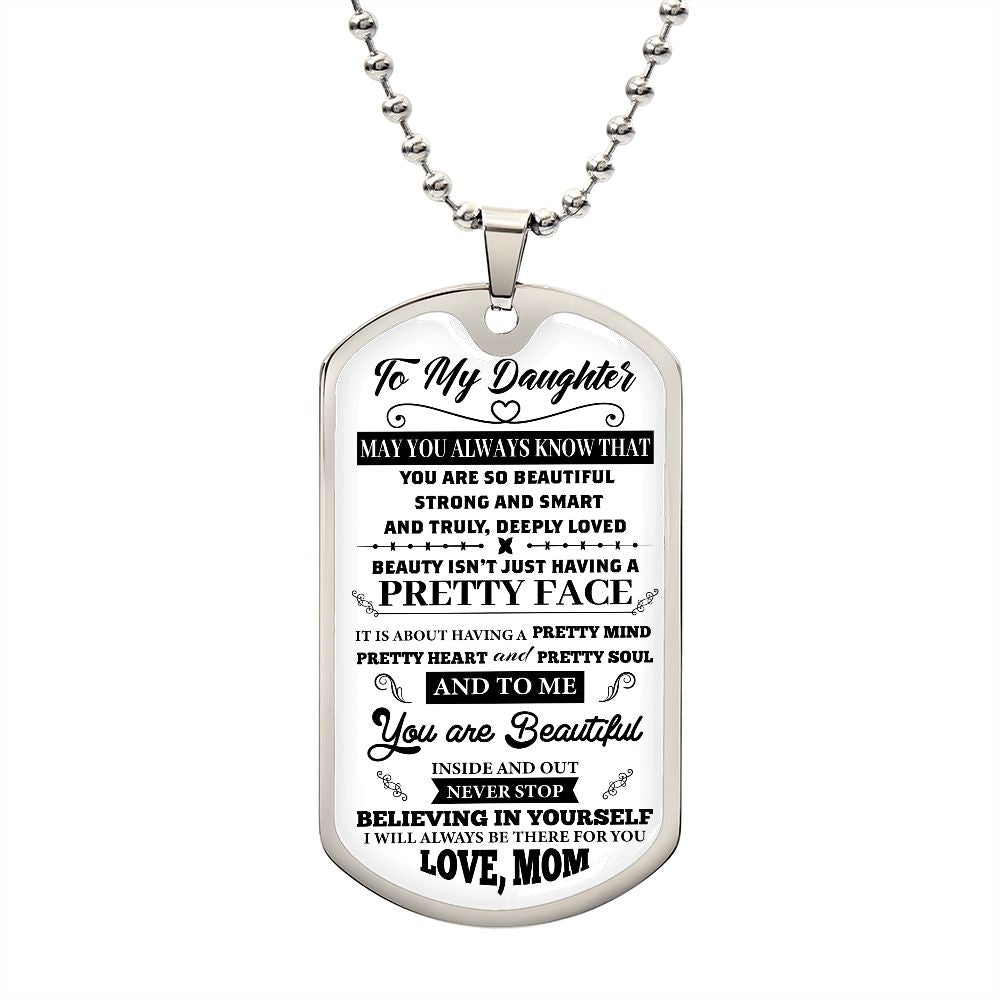 TO MY DAUGHTER DOG TAG | Daughter Necklace, Gift For Daughter, Daughter Dog Tag, Love Mom