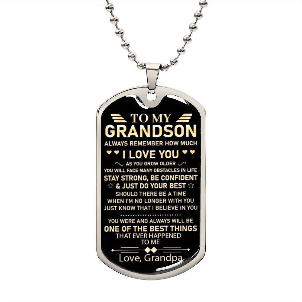 TO MY GRANDSON DOG TAG | Grandson Necklace, Gift For Grandson, To My Grandson, Gifts From Grandpa