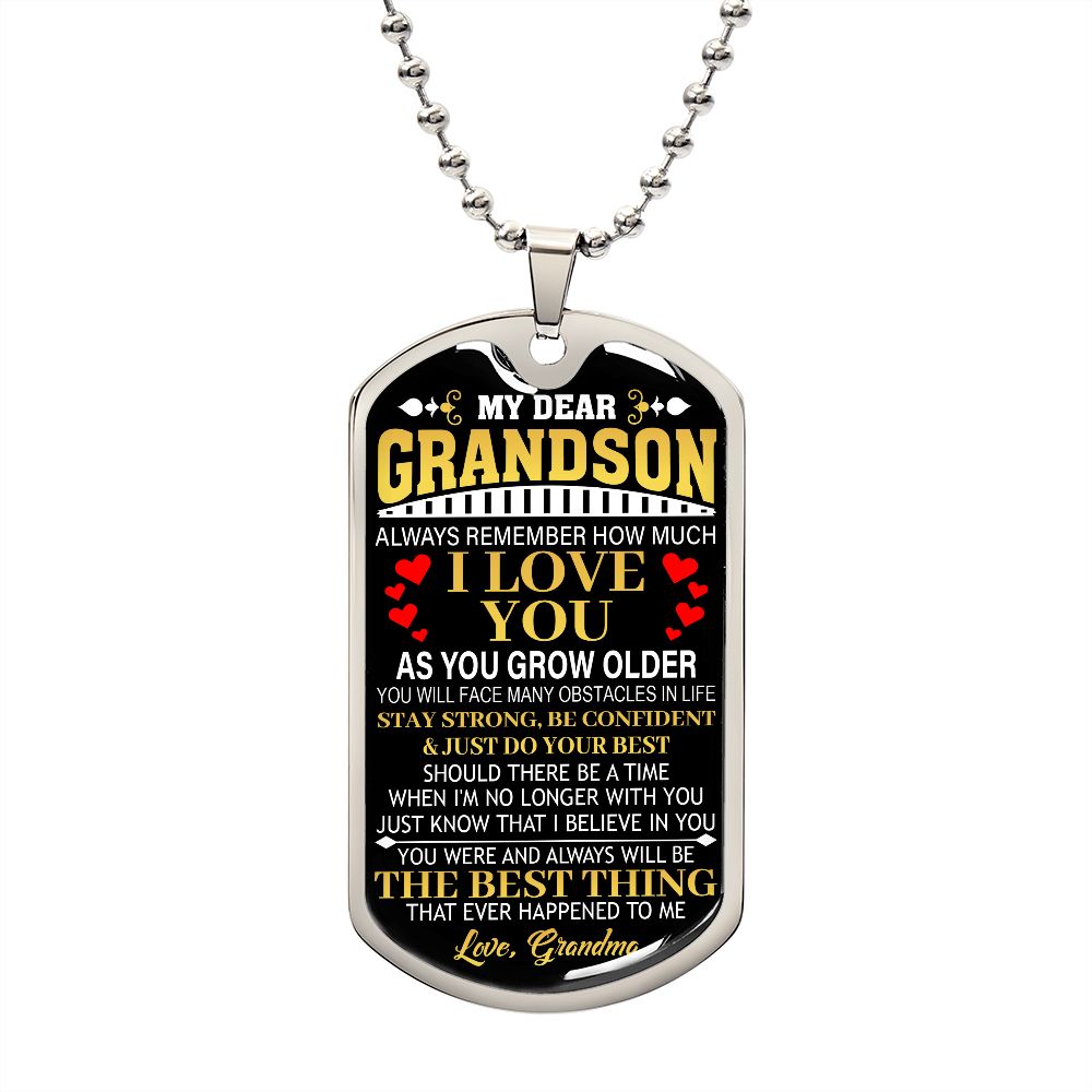 TO MY DEAR GRANDSON | Grandson Necklace, Gift For Grandson, To My Grandson, Gifts From Grandma
