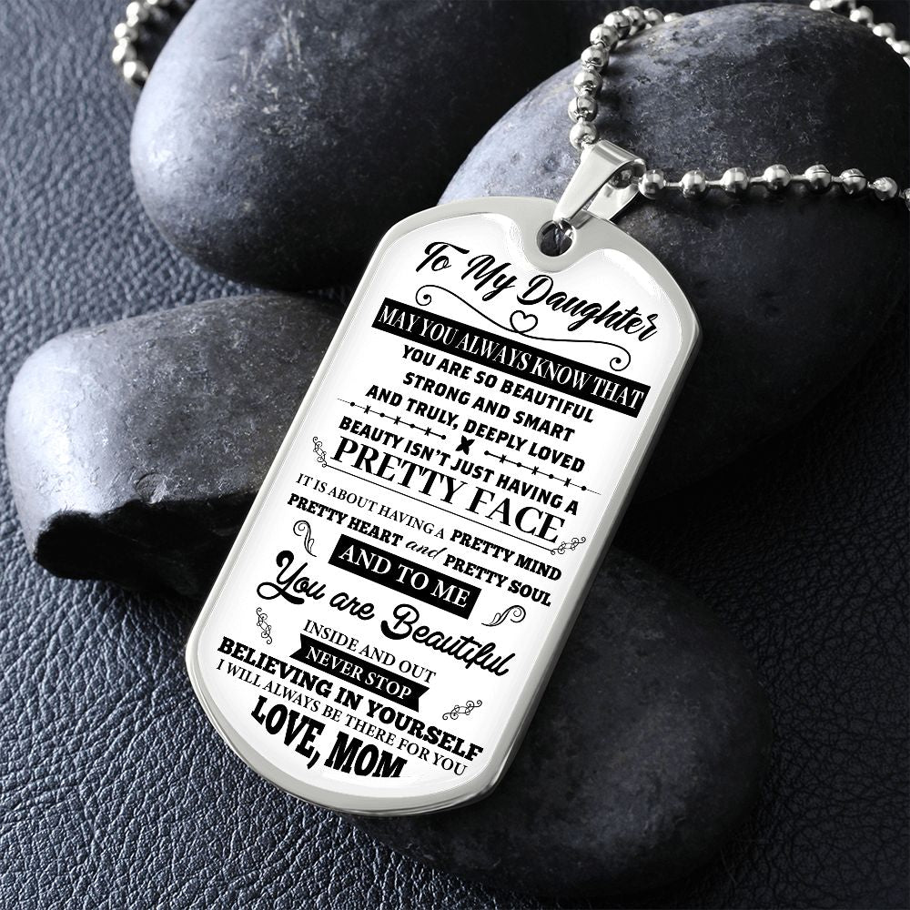 TO MY DAUGHTER DOG TAG | Daughter Necklace, Gift For Daughter, Daughter Dog Tag, Love Mom