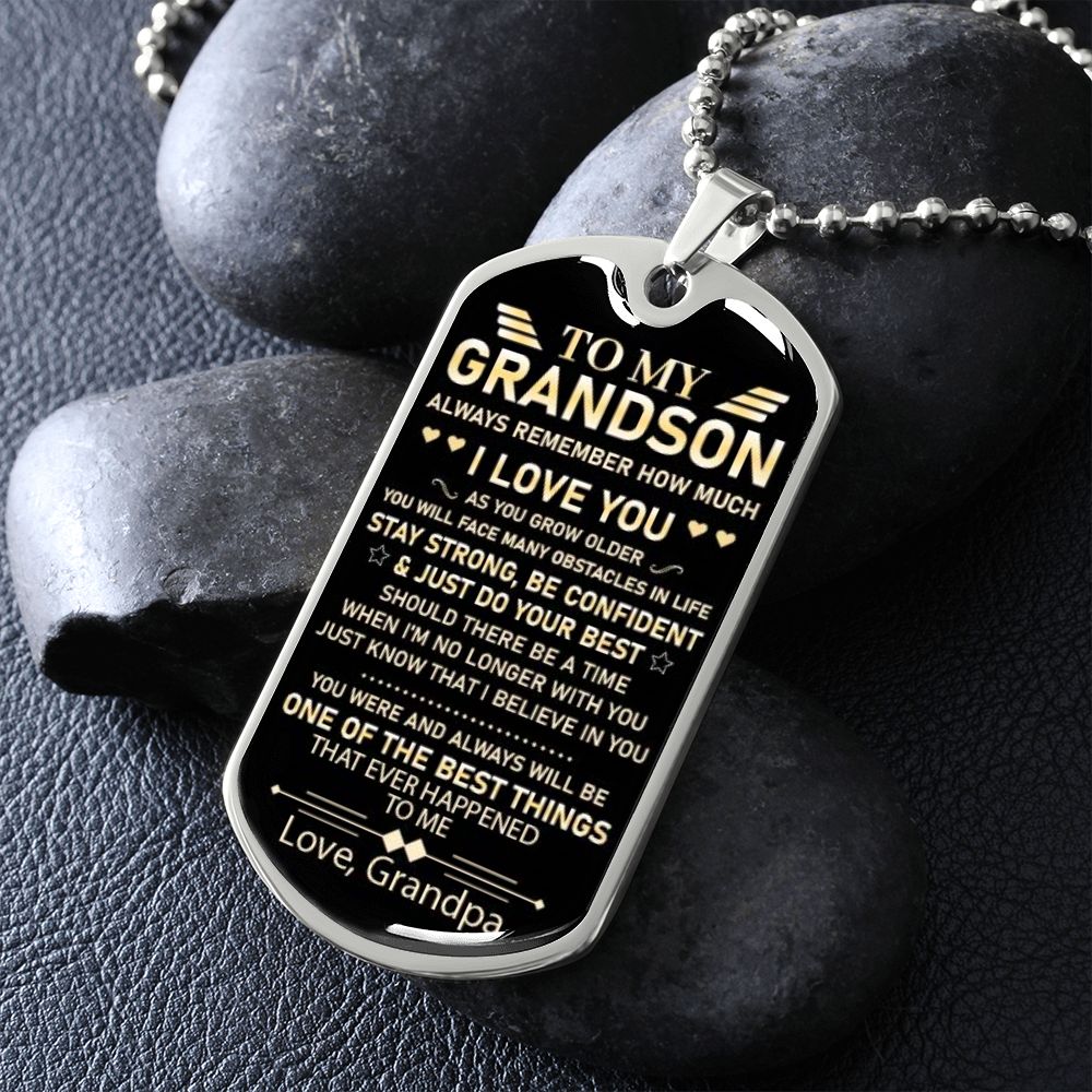 TO MY GRANDSON DOG TAG | Grandson Necklace, Gift For Grandson, To My Grandson, Gifts From Grandpa