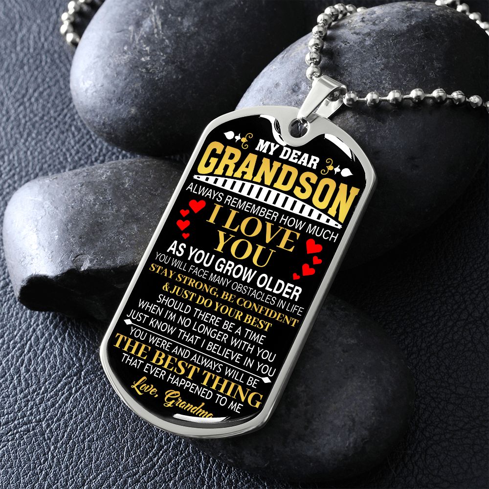 TO MY DEAR GRANDSON | Grandson Necklace, Gift For Grandson, To My Grandson, Gifts From Grandma