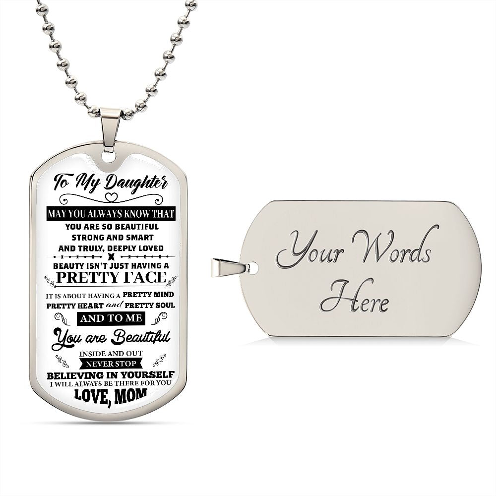 TO MY DAUGHTER DOG TAG | Daughter Necklace, Gift For Daughter, Daughter Dog Tag, Love Mom
