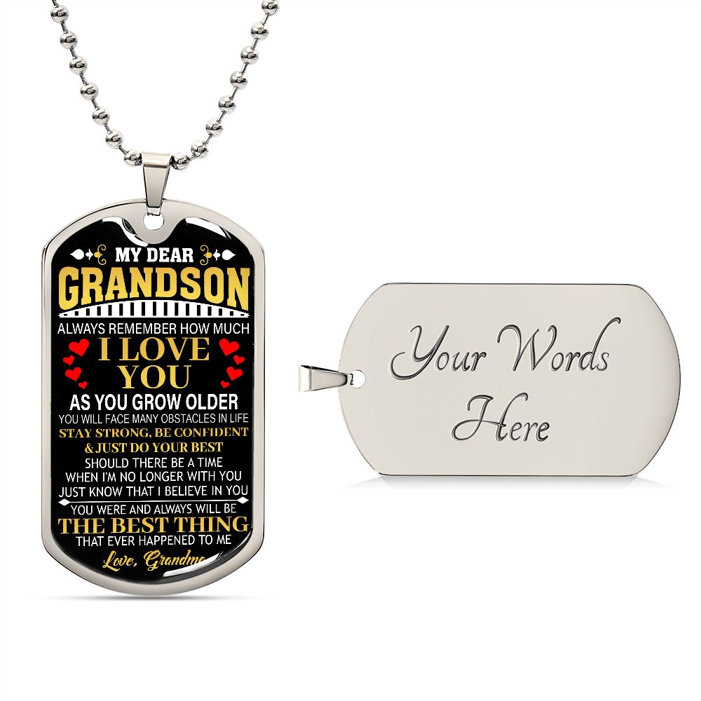 TO MY DEAR GRANDSON | Grandson Necklace, Gift For Grandson, To My Grandson, Gifts From Grandma