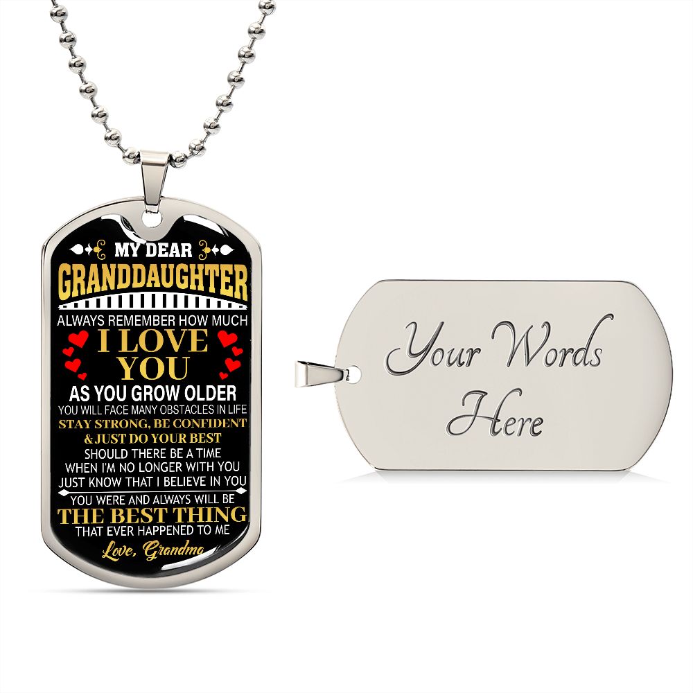 TO MY GRANDDAUGHTER DOG TAG | Granddaughter Gift, To My Granddaughter, Gift From Grandma