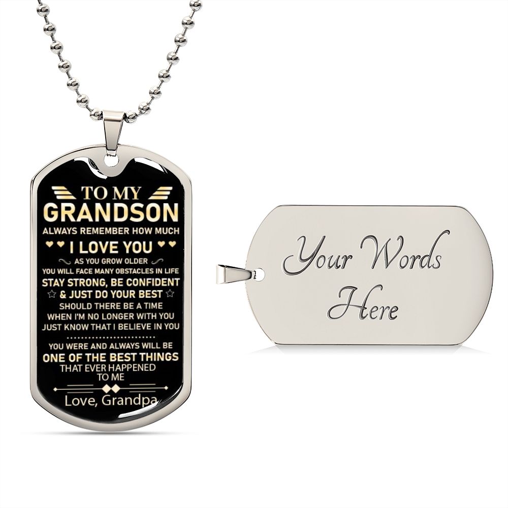 TO MY GRANDSON DOG TAG | Grandson Necklace, Gift For Grandson, To My Grandson, Gifts From Grandpa