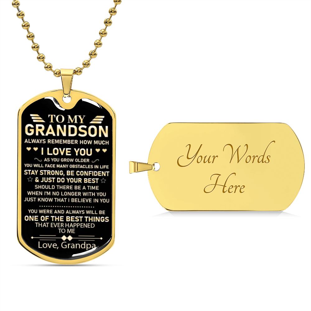 TO MY GRANDSON DOG TAG | Grandson Necklace, Gift For Grandson, To My Grandson, Gifts From Grandpa