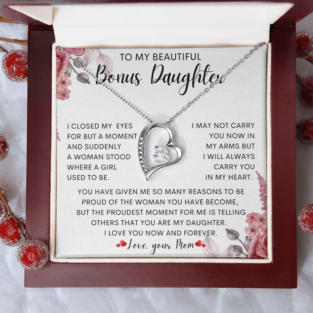 To My Beautiful Bonus Daughter | Gift For Daughter, Daughter Necklace, Birthday Gift