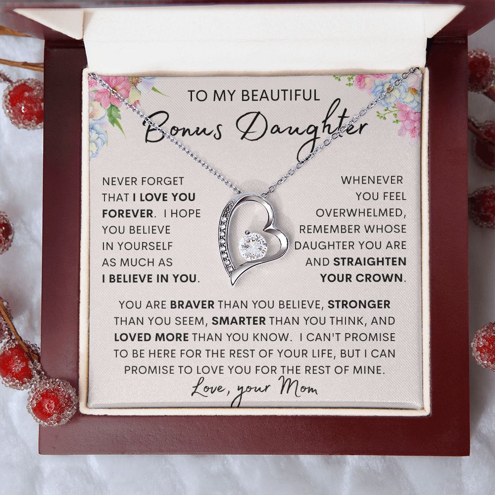 TO MY BONUS DAUGHTER | Daughter Necklace, Birthday Gift, Mother Daughter Gift, Gifts For Daughter, Gift From Mom