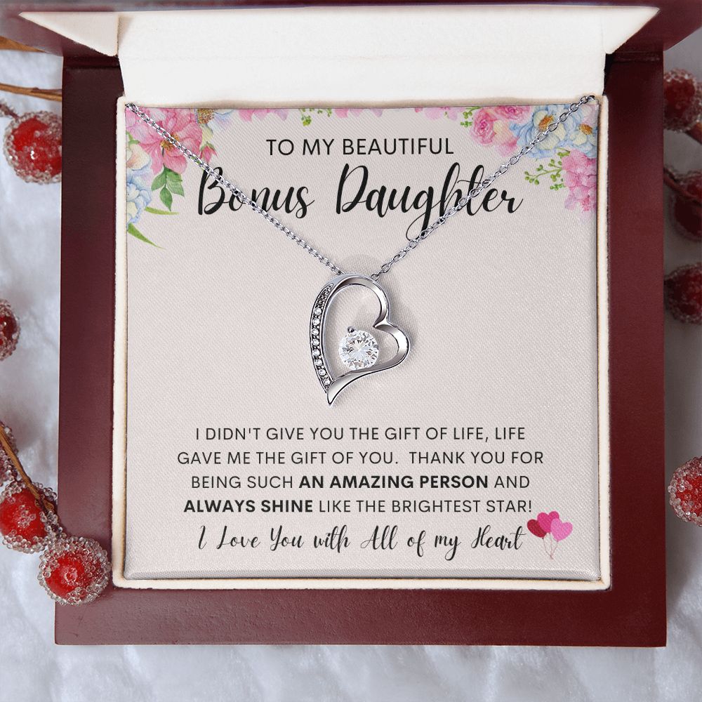 TO MY BEAUTIFUL BONUS DAUGHTER | Gift For Daughter, Birthday Gift, Daughter Necklace, Gift For Her