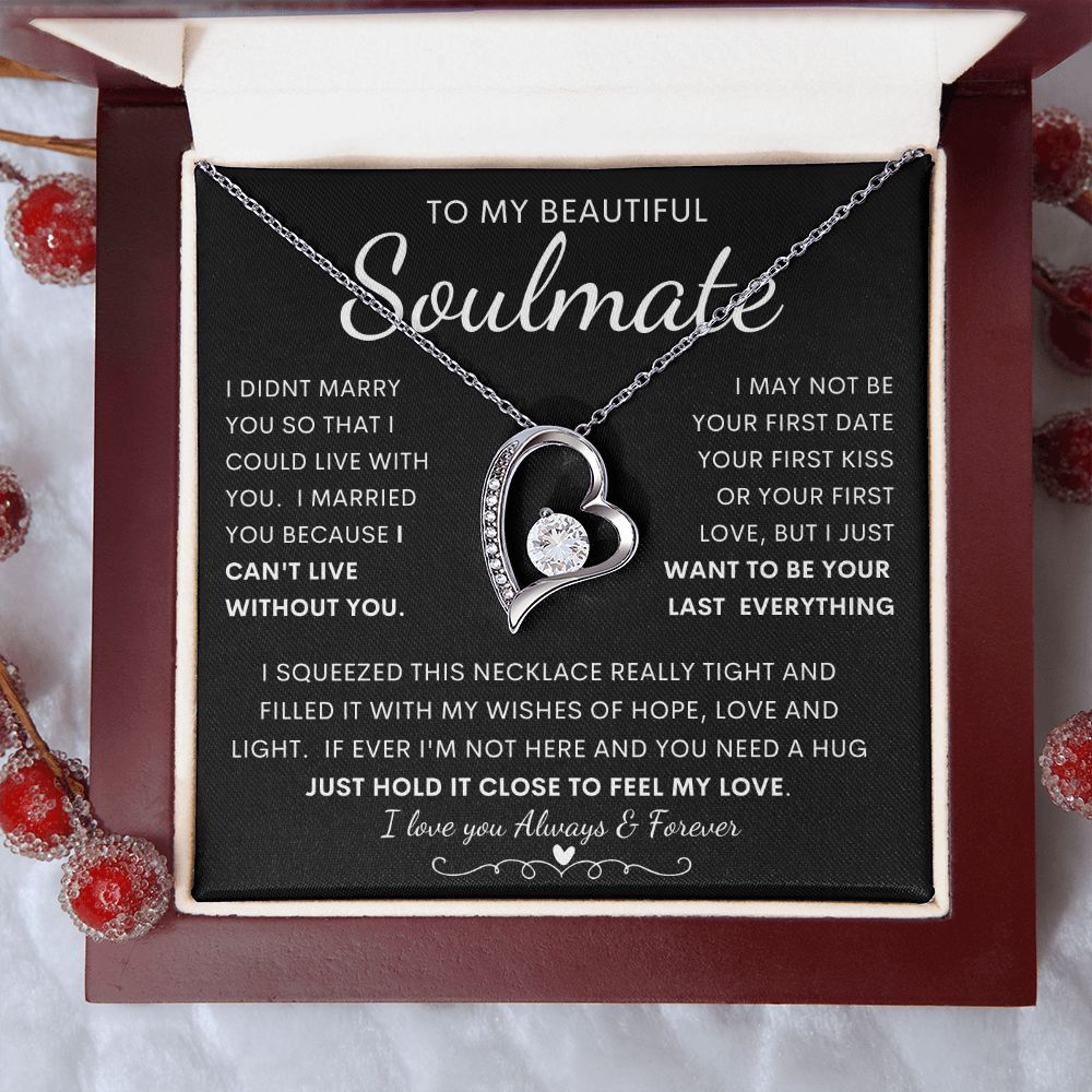 TO MY BEAUTIFUL SOULMATE | Forever Love Necklace | Gift from husband, Gift for soulmate, Anniversary necklace, Gift for Wife, Birthday gift