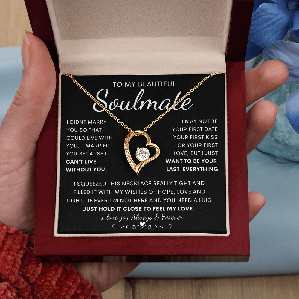 TO MY BEAUTIFUL SOULMATE | Forever Love Necklace | Gift from husband, Gift for soulmate, Anniversary necklace, Gift for Wife, Birthday gift
