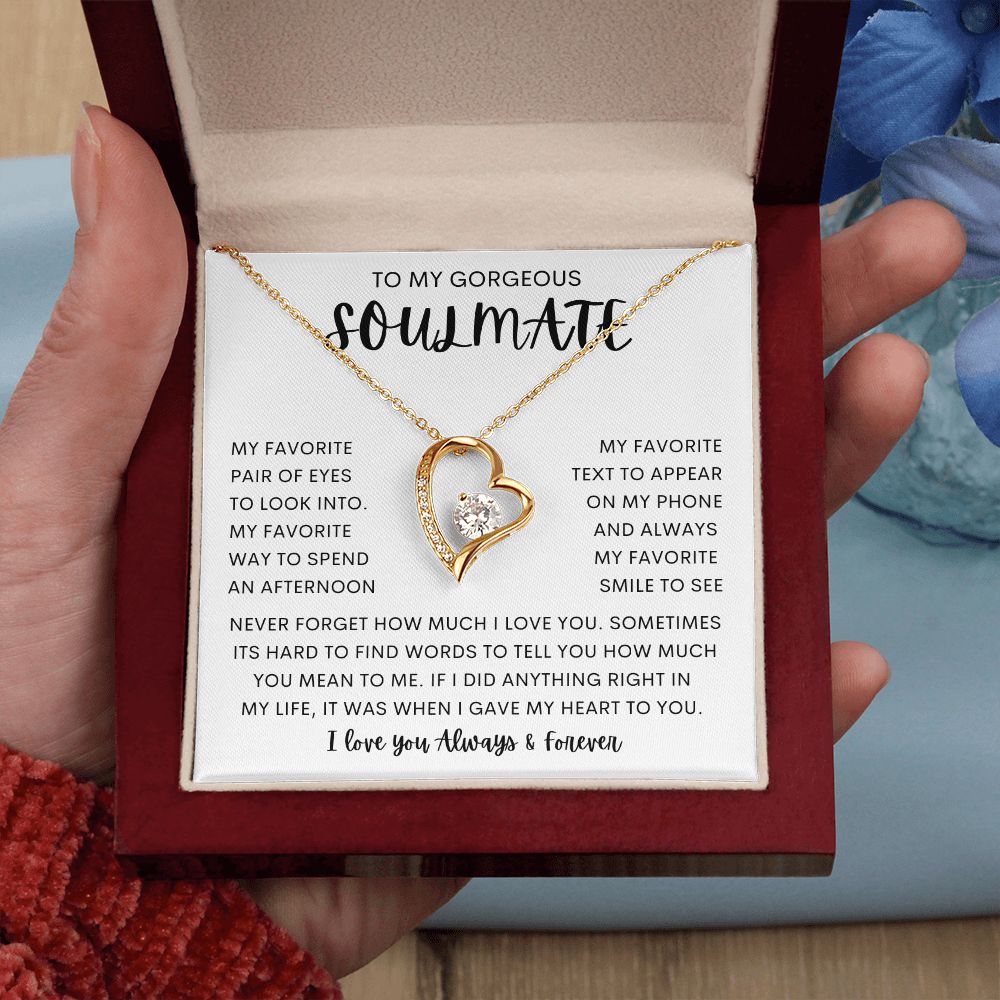 TO MY GORGEOUS SOULMATE | Forever Love Necklace | To My Soulmate, Gift for soulmate, Anniversary gift, Girlfriend necklace, Gift for wife, Birthday gift