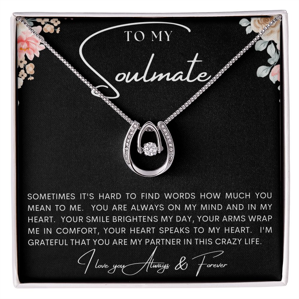 TO MY SOULMATE | LUCKY IN LOVE | Gift for soulmate, Anniversary gift, Girlfriend necklace, Gift for wife, Birthday gift